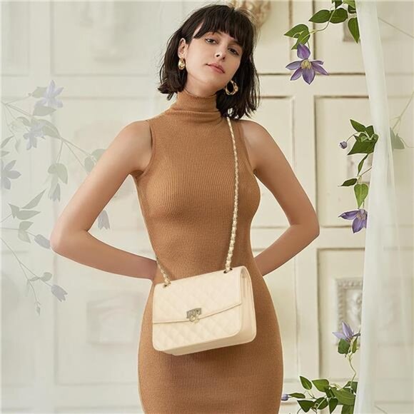 Quilted Crossbody Bags For Women, Gold - Picture 2 of 6